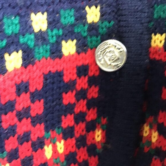 Vtg Tally-Ho Scotty Terrier Dog Cardigan Sweater Button Front Red Black Medium - Picture 7 of 12